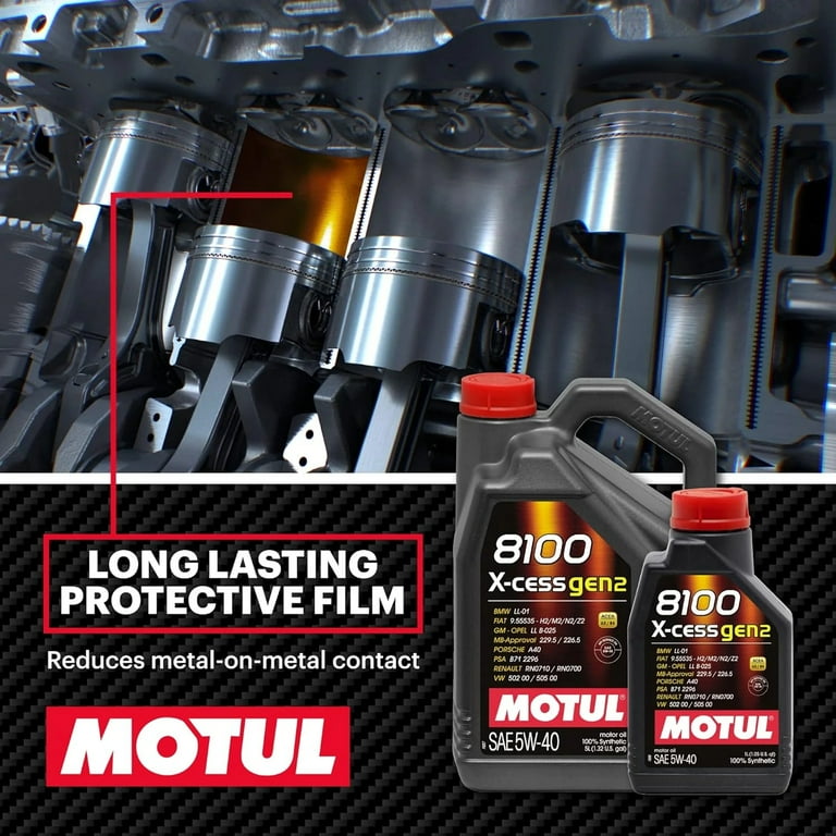 Motul 109776 8100 X-Cess Gen2 5W-40 Motor Oil 5-Liter Bottle
