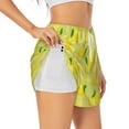 thumbnail image 1 of Balery Bright Lemons Pantalones cortos deportivos para mujer con forro y dos bolsillos, elásticos, para entrenamiento, gimnasio, yoga-X-Large, 1 of 7