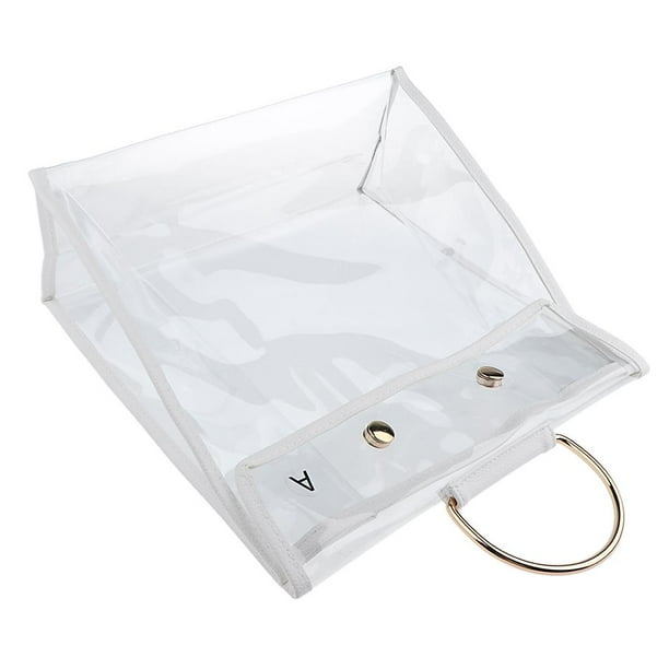 Bolsa de almacenamiento transparente para mujer, organizador de PVC transparente para cosméticos, bolso a prueba de polvo Tamaño claro A Hugo Bolso de polvo transparente
