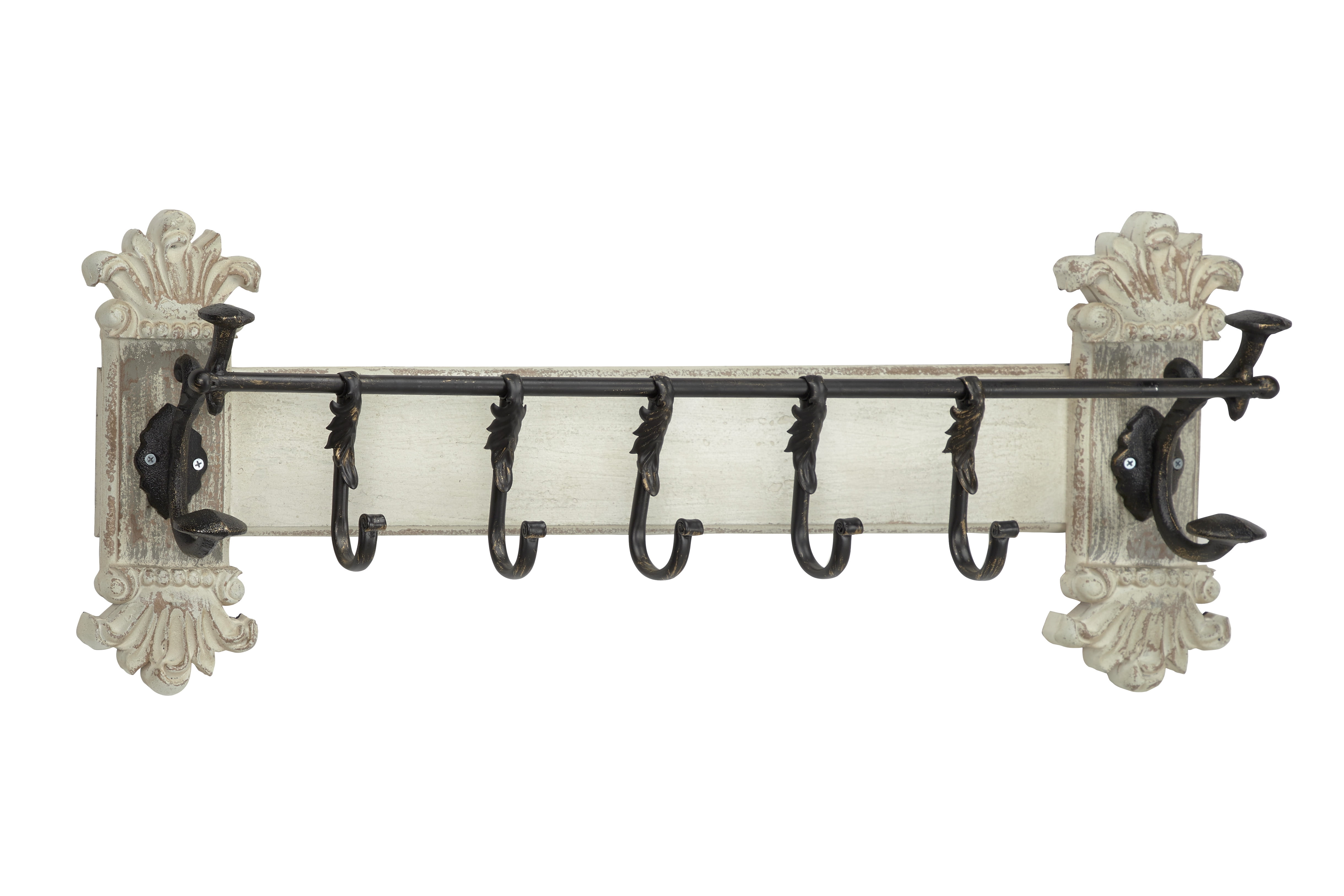 DecMode Indoor White Metal Vintage Wall Hook