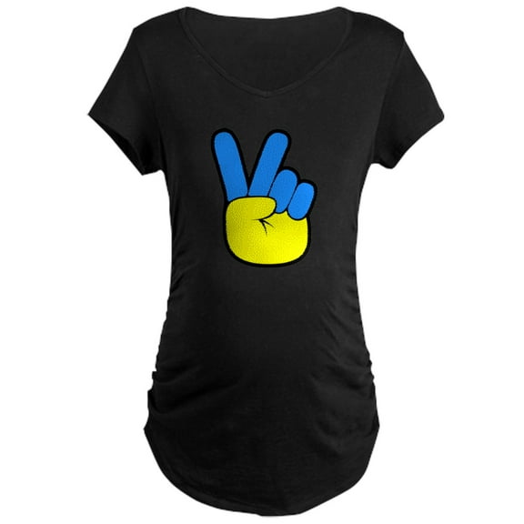 CafePress - Ukrainian Flag Peace Sign Ukrain Maternity T Shirt - Maternity Dark T-Shirt