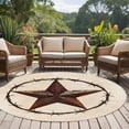 thumbnail image 5 of Texas Star Farmhouse Large Area Rugs for Bedroom Living Room, Soft Non Slip Carpet Bedside Rug, Western Country Stars Retro Round Floor Cover Kitchen Accent Rug 8' for Dining Room/Office, 5 of 9