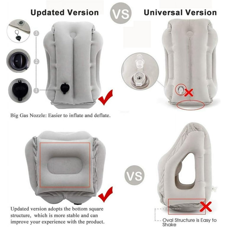 Travel Pillow For Airplane, Inflatable Neck Air Pillow For Sleeping To Avoid Neck And Shoulder Pain Comfortably Support Head Neck And Lumbar Used For Airplane Car Bus And Office Grey I3692038343
