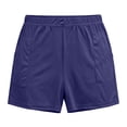 thumbnail image 2 of WAGUTH Athletic Sweat Shorts for Women Elastic Waist Wide Leg Summer Beach Shorts Loose Fit Daily Loungewear Running Shorts,Navy,L, 2 of 7