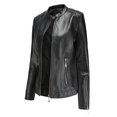 thumbnail image 2 of YDDIAN Women's Genuine Leather Jacket, Classic Button Leather Blazer Casual Coat Long Sleeves Suit Style Leather Jacket Black XL, 2 of 5