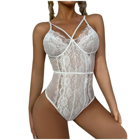 Women s Sexy Lingerie Lace Bodysuit One Piece Leotard Deep V Neck Body Suit Hollow Out See Through Lingeries Erotic Backless Teddy Babydoll
