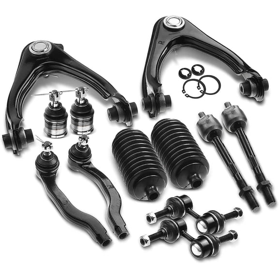 A-Premium 12Pcs Front Kit Upper Control Arm Lower Ball Joint Inner Outer Tie Rod End Sway Bar Links Rack and Pinion Bellows Kit Compatible with Honda CR-V CRV 1997 1998 1999 2000 2001 L4 2.0L