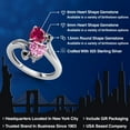 thumbnail image 2 of Gem Stone King 925 Sterling Silver Red Created Ruby Pink Moissanite and Black Diamond Ring for Women (1.80 Cttw, Heart Shape 6MM, Gemstone July Birthstone, Size 7), 2 of 6