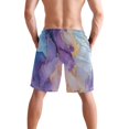 thumbnail image 3 of Dailycode Men's Quick Dry Swim Trunks Beach Shorts Casual Summer Board Shorts with Pockets, Lilac Blue Marble, 3 of 8