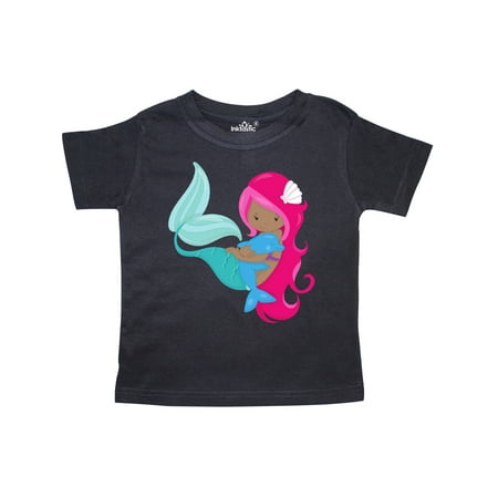 

Inktastic African American Mermaid With Pink Hair Dolphin Gift Toddler Toddler Girl T-Shirt