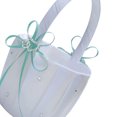 thumbnail image 4 of Colorful Bowknot Satin Wedding Flower Girl Basket Romantic Ceremony Decoration Wedding Accessories lake blue, 4 of 9