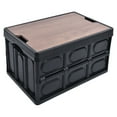 thumbnail image 2 of Stackable Folding Crates,  Corners 55L Plastic Tote Storage Box Container Easy To Clean Space Saving Organize Bin With Wood Lids For Books, 2 of 8