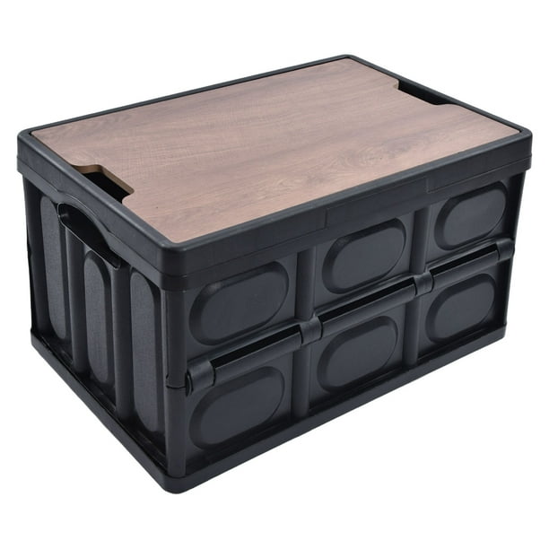 Plastic Tote Storage Box, Organize Bin Waterproof Corners 55L