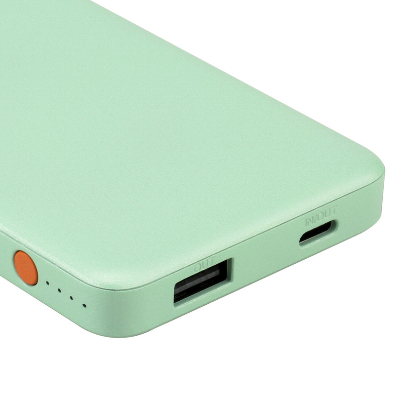 onn 5000mAh Portable Power Bank with USB-C and USB-A Ports, Compact Size, LED Indicator Lights, Mint - Compatible with iPhone, iPad, AirPods, Samsung Galaxy, Note, Pixel and More