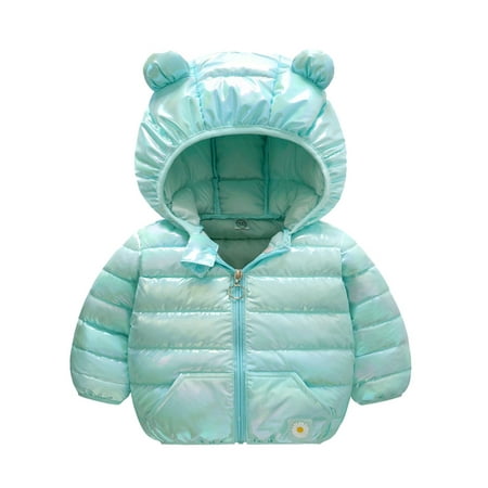 

DENGDENG Infant Baby Toddler Padded Zip Up Long Sleeve Coat Colorful Hooded Outerwear Ears Winter Warm Jacket 6M-4Y