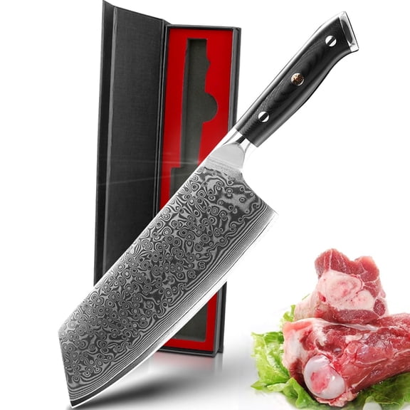 Meat Cleaver Knife 6-inch Small Butcher Knife VG-10 Damascus Steel 67 Layer Sharp Kitchen Knife for Vegetable and Meat