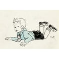thumbnail image 2 of Miep de Feijter 14x11 Black Ornate Wood Framed Double Matted Museum Art Print Titled: Fallen Toddler Boy (1928), 2 of 5