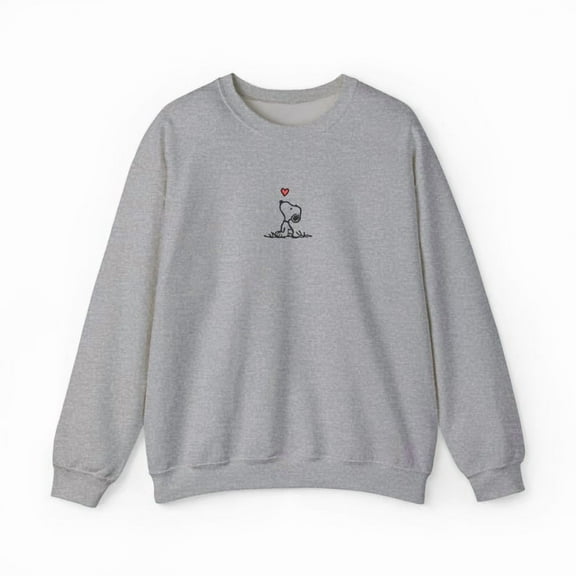 Peanuts Snoopy Heart Graphic Crewneck Pullover - Unisex Sweatshirt All Size