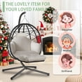 thumbnail image 4 of Hanging Egg Chair with Stand and Leg Rest Outdoor Indoor Swing Rattan Wicker with UV Resistant Cushions Gift for Kid Mom Girlfriend use for Bedroom Patio Balcony Nest Chair, 4 of 6