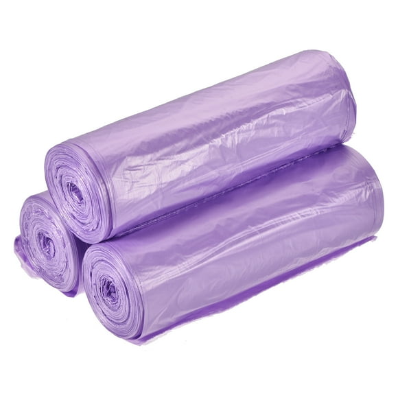 Uxcell 4-6 Galones Bolsas de Basura Pequeñas Forros de Cesto de Basura Morado, 60 Cuentas / 3 Rollos