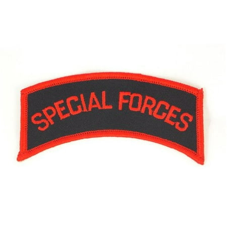 - Special Forces Army Tab Red Embroidered Military Patch Iron or Sew AKPM131