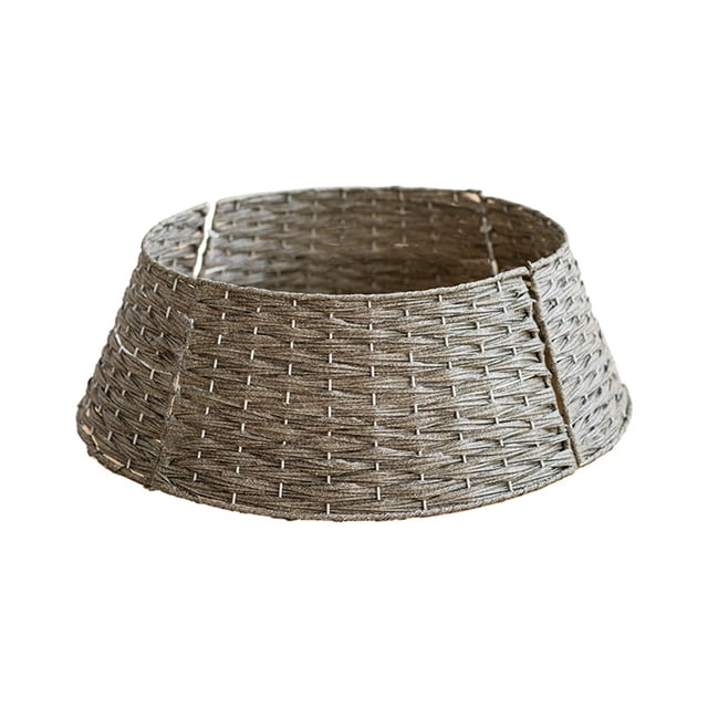 Christmas Tree Rattan Skirt Stand Base Basket Cover Tidy Decor Grey