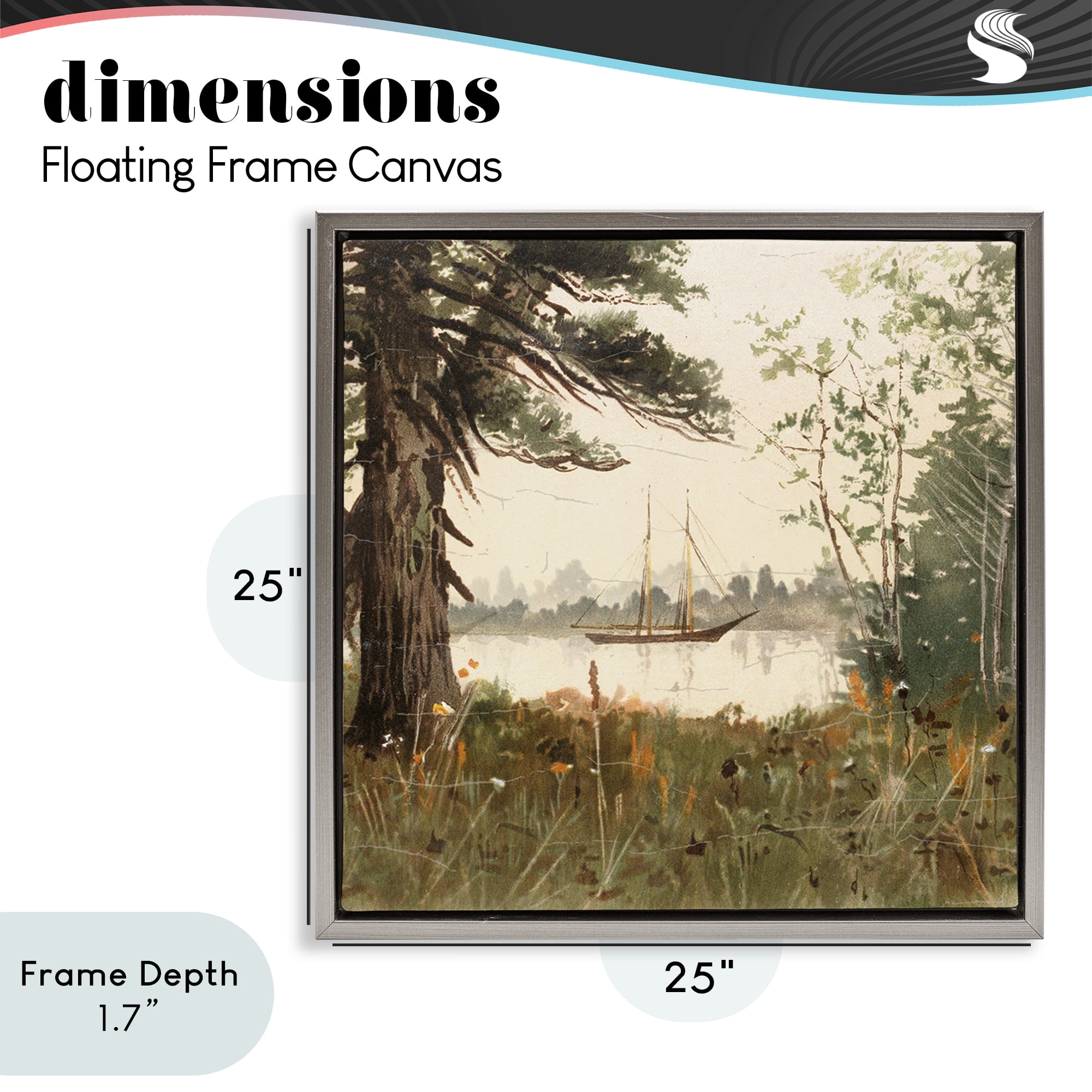 Stupell Industries Boating View Through Trees Gray Framed Floater Canvas Wall Art, design by Lula Bijoux & co.