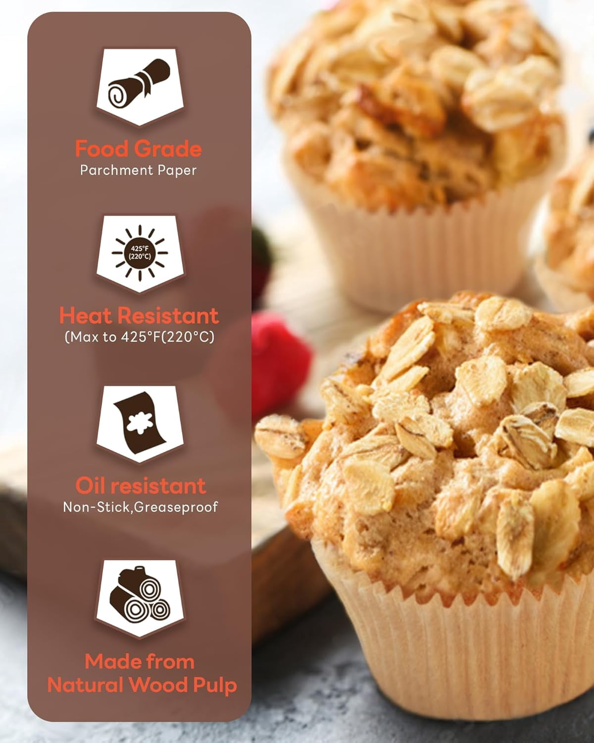 Regency Wraps Backförmchen – 100 Stück, Fettdicht & Antihaftbeschichtet, Für Cupcakes & Muffins
