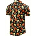 thumbnail image 2 of Halloween Pumpkin For Men Short Sleeve Cute Scary Pumpkin Shirt For Men Horror Themed Button Down Shirt For Men Summer Top, 2 of 6