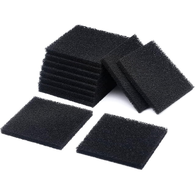 12 PCS 4.75 Inch Kitchen Compost Bin Filters Charcoal Square, Activated Charcoal Filter for Compost Bucket, Compost Pail Charcoal Filters for Countertop Bins Filter Replacement, 10mm Thick