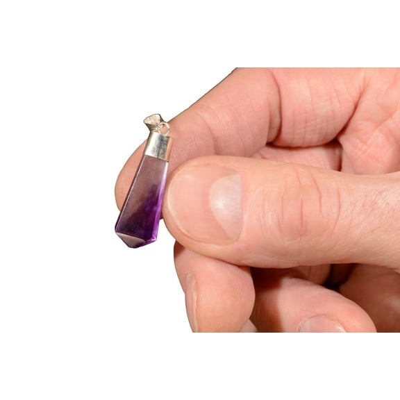 Kidz Rocks Purple Fluorite Pendant 1 1/4" Sterling Silver Chakra Healing Stone Rock