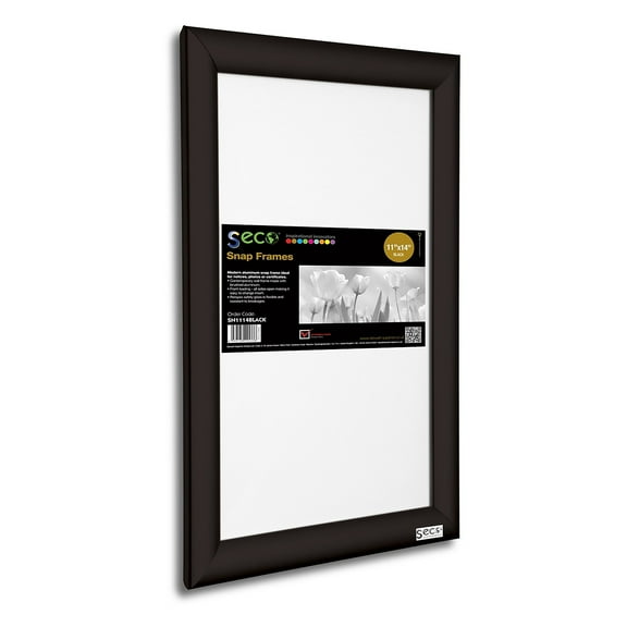Seco Front Load Easy Open Snap Poster Frame 11" x 14" Black Aluminum (SN1114BLACK)