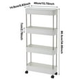 thumbnail image 2 of 4-Tier Shelf Rack for Kitchen and Bathroom 15cm Wide Mobile Cart with Wheels White Durable and Stainless Steel Construction Space-Saving Storage Unit 4-Layer Cabinet, 2 of 6