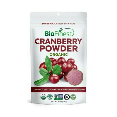 Biofinest Cranberry Juice Powder - 100% Pure Freeze-Dried Antioxidants Superfood - USDA Certified Organic Kosher Vegan Raw Non-GMO - Boost Digestion Weight Loss - For Smoothie Beverage Blend (4