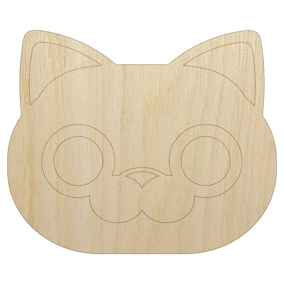 Round Cat Face Wood Shape Unfinished Piece Cutout Craft DIY Projects - 4.70 Inch Size - 1/8 Inch Thick