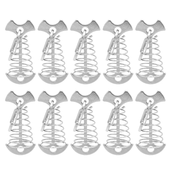10Pcs Portable Fishbone Deck Anchors Peg with Spring Buckles Deck Planks Board Tent Stakes Outdoor Camping Accessories