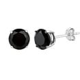 thumbnail image 1 of Sterling Silver Rhodium Finish 3mm Black Round Cubic Zirconia Stud Earring, 1 of 1