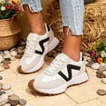 thumbnail image 2 of Rokment Women's Retro Color Block Fashion Sneakers Comfortable Casual Leather Lace up Running Tennis Shoes Non Slip Skate Trainners for Fall Spring, 2 of 5