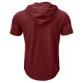 thumbnail image 5 of Kalauyu Mens Hooded Henley Short Sleeve Cotton Blend Pullover Shirts Drawstring Hood with Button Up Casual Solid Color Summer Workout Tees, 5 of 7