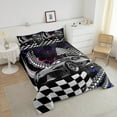 thumbnail image 4 of Toddler Race Car Bed,Blue Purple Neon Lights Honeycomb Bedding Set Cool Sports Car Glitter Beehive Geometric Hexagon Comforter Set King,Black White Grid Lattice Quilt Buffalo Plaid Decor, 4 of 6