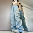 thumbnail image 2 of Pants For Women Straight Leg Draping Wide Leg Overalls High Waisted Slimming Pants Women's Pants, 2 of 5