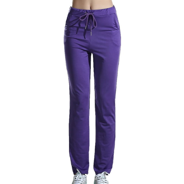 Women's High Waist Drawstring Pockets Flared Yoga Pants Stretchy Full Length
