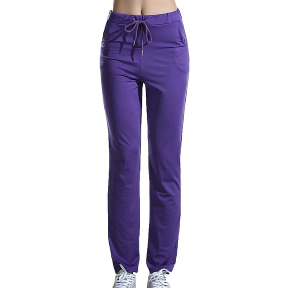 Maqroz Yoga Pants for Women Drawstring Elastic Waisted Leggings Soft Stretch Straight Leg Legging Athletic Yoga Workout Gym Bottoms Casual Summer Clothing With Pockets