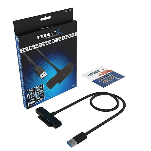 Sabrent Adaptateur de disque dur USB 3.0 vers SSD / 2,5 pouces SATA  I/II/III (EC-SSHD) 