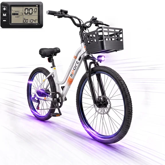 26’’ Electric Bike for Adults, 500W Powerful Motor, 19 MPH, 40  Miles Range(Max), 7-Speed Suitable for Commuting, Shopping/Trip, UL 2849