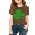 thumbnail image 3 of XIMIN Girls Boys Heart-Inlaid Clover Kids' Short-Sleeve T-Shirt - Distressed Green Graphic, Comfy Soft St. Patrick's Day Lucky Charm Top, 3 of 6