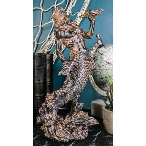 Greek Mythology God of The Seas And Tremors Merman Poseidon Statue Neptune Decor