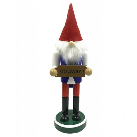Santa's Workshop Go Away Gnome Wooden Christmas Nutcracker 12 Inch Multicolor