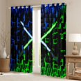 thumbnail image 2 of Feelyou Lightning Black Out Curtains, Green Blue Honeycomb Curtains Pack of 2 (42x63 Each), 2 of 6