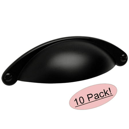1/2' 64mm Cabinet Pull Satin Cosmas 4198FB Flat Black Cabinet Hardware Bin Cup Drawer Handle Pull - 2-1/2